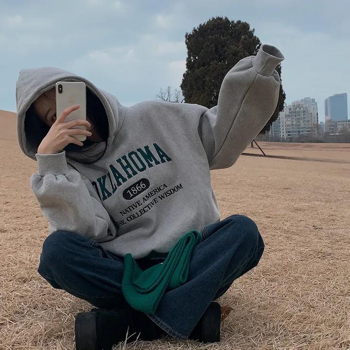 [대박핏보장✨/98%만족/진그레이 당일출고!] 자체제작 #크치Made 꿈에 나온 핏, 오클라호마 1866  양기모 맨투맨 긴팔 후드티 ; 5컬러 상세 이미지 11