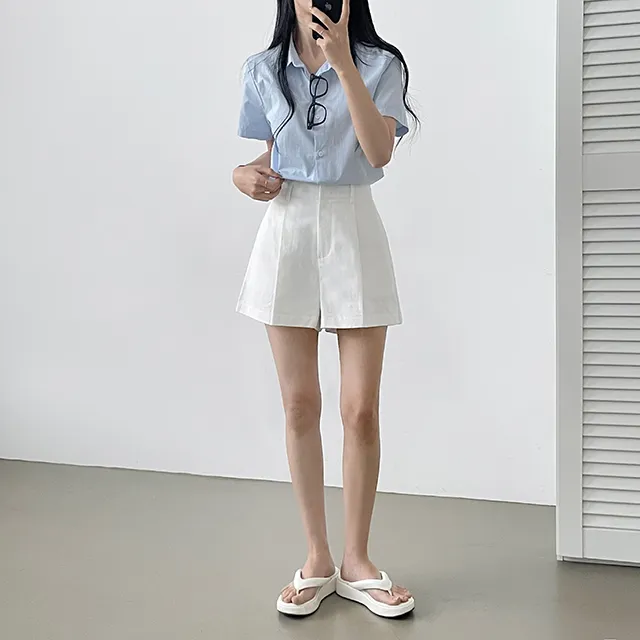 [Made/탄탄한퀄리티!] 메이비 코튼 핀턱반바지 숏팬츠 4color 상세 이미지 11