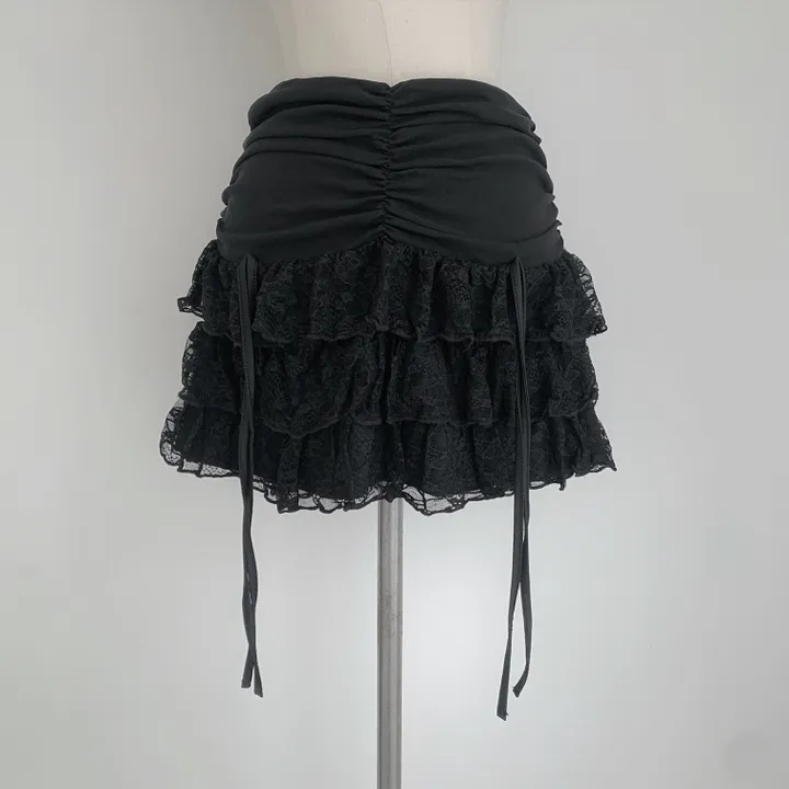 [세트가격/올블랙코디🖤] only 레이스 오프숄더 탑+캉캉 미니 스커트 셋업 상세 이미지 8
