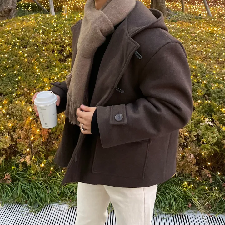 무드 울 후드 숏 코트 3 Color 상세 이미지 16