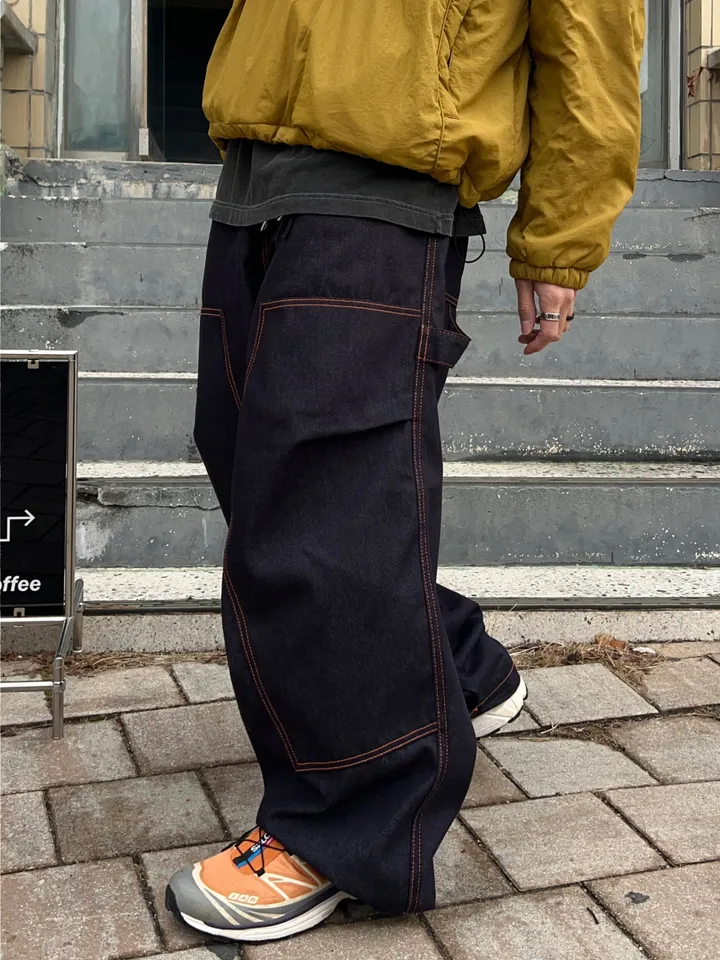 【KOOLOSET】Orange Stitch Double Knee Denim Orange Stitch Double Knee Denim (1color) - 4910 | 패션이