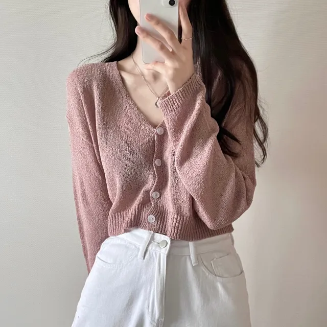(5color)피넛 썸머 크롭 브이넥 가디건 상세 이미지 33