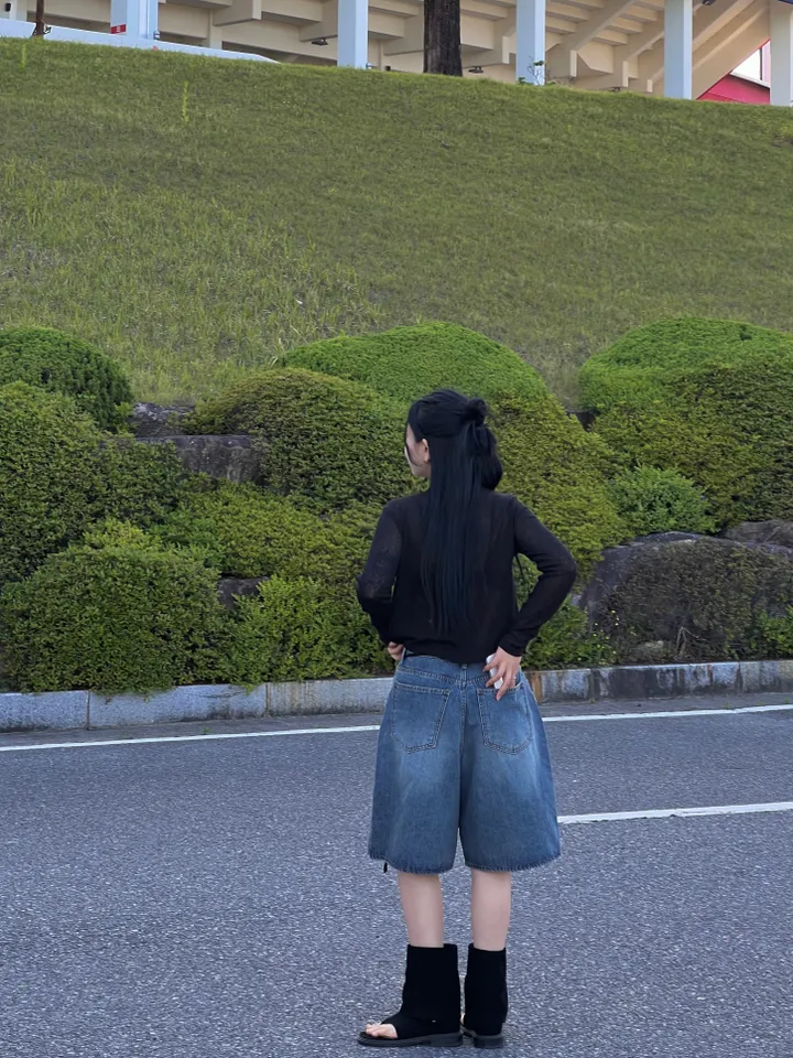 당일발송🔥핏보장 - 빈티지 캐주얼 데님 5부바지 - 버뮤다팬츠 상세 이미지 14