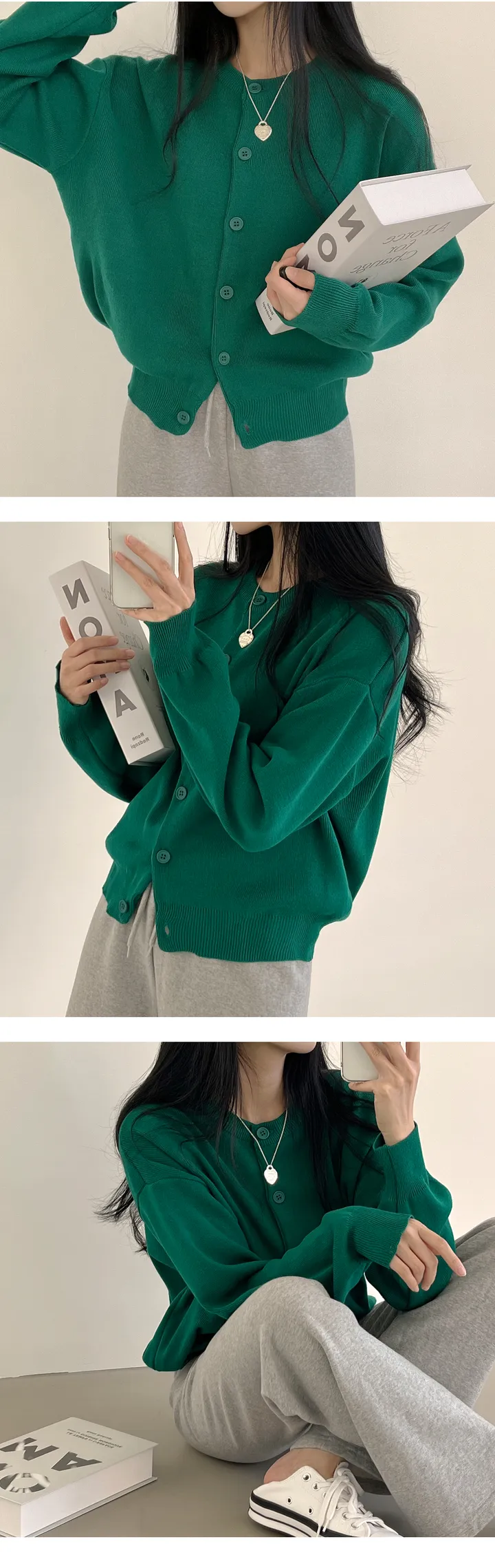 [무려14컬러~/색감맛집!] 요일별로 골라입는, 루즈핏 라운드 니트가디건 (14color) 상세 이미지 9