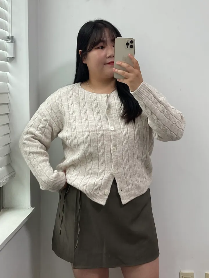🚀당일출발🚀빠른배송📦 [~110size/빅사이즈] 라운드넥 꽈배기 도톰 단추 니트 가디건 상세 이미지 79