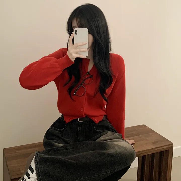 [팔뚝살커버!/포근~] 기본가디건 라운드 세미크롭 아방핏 니트가디건 상세 이미지 28