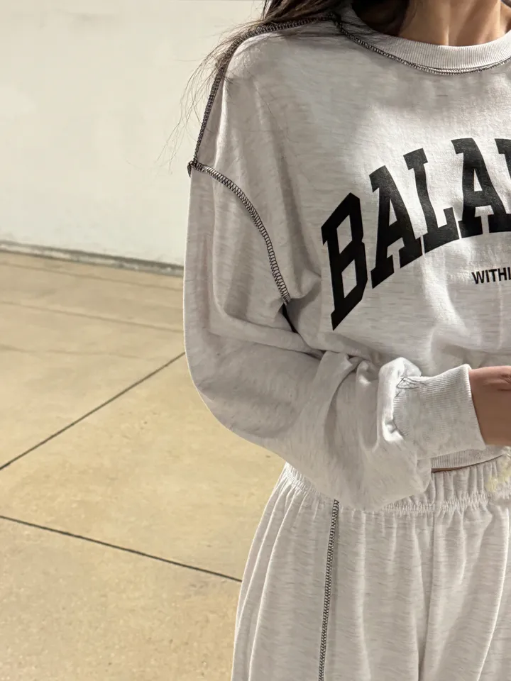 (F~2XL/부분당일발송/자체제작/주문폭주~)리노 맨투맨 팬츠 셋업 레터링 배색 리버스 스티치 트레이닝 투피스 세트 상세 이미지 17