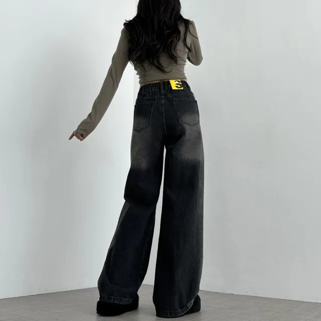 1+1할인 [사계절/뒷밴딩] 인생핏 원버튼  빈티지 워싱 하이웨스트 데님 와이드 팬츠 3color 상세 이미지 24