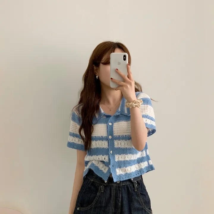 뜨개 카라 펀칭 단가라 크롭 가디건(2color) 상세 이미지 10