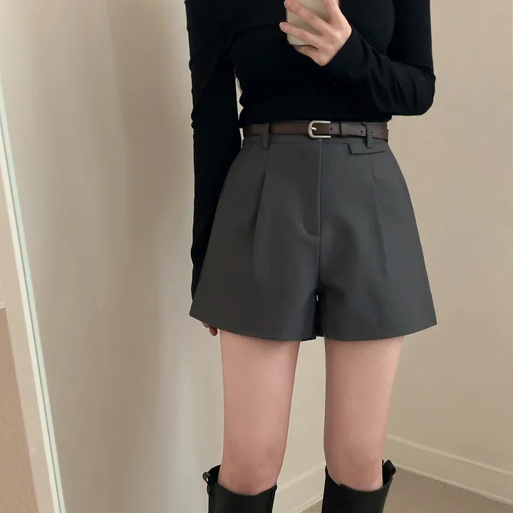 [데일리/벨트SET] 코지 원핀턱 벨트 슬랙스 숏팬츠 상세 이미지 13