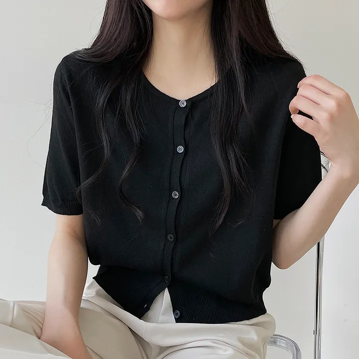 1+1할인!![고퀄뱀부소재!/기획특가] 설렘가득 봄여름가을내내 입기좋은 크롭 라운드넥 or 브이넥 반팔 린넨 반팔가디건 상세 이미지 26