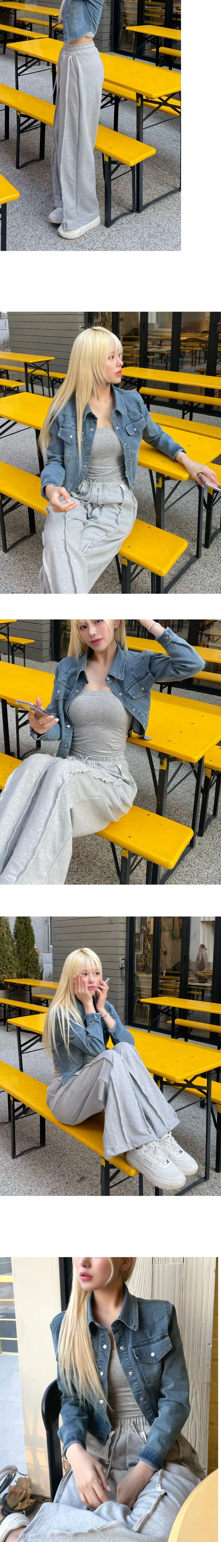스판소재💙 슬림 포켓 라운드 크롭 청남방 [2color] 상세 이미지 7