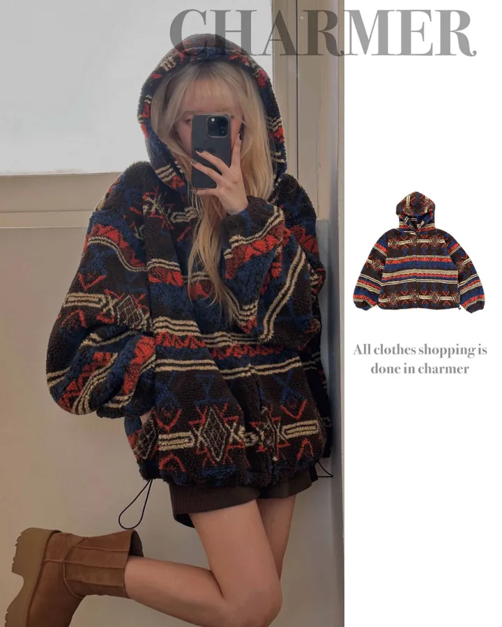 [영상있음!/고퀄🧶]베어 아방 오버핏 덤블 후드 집업 상세 이미지 1
