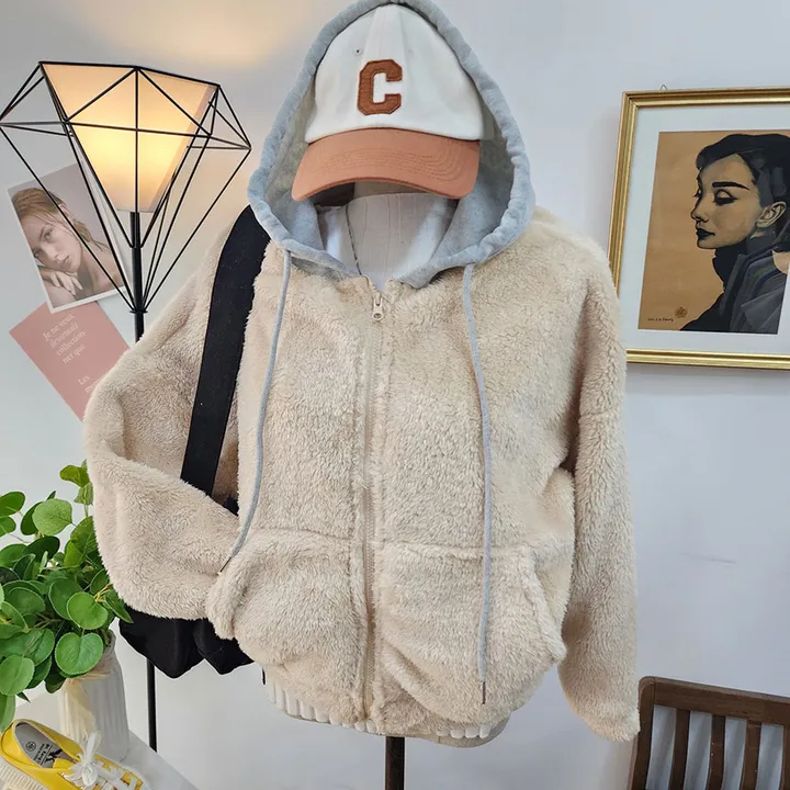 포그니 양털 숏 후리스 후드 집업 상세 이미지 18
