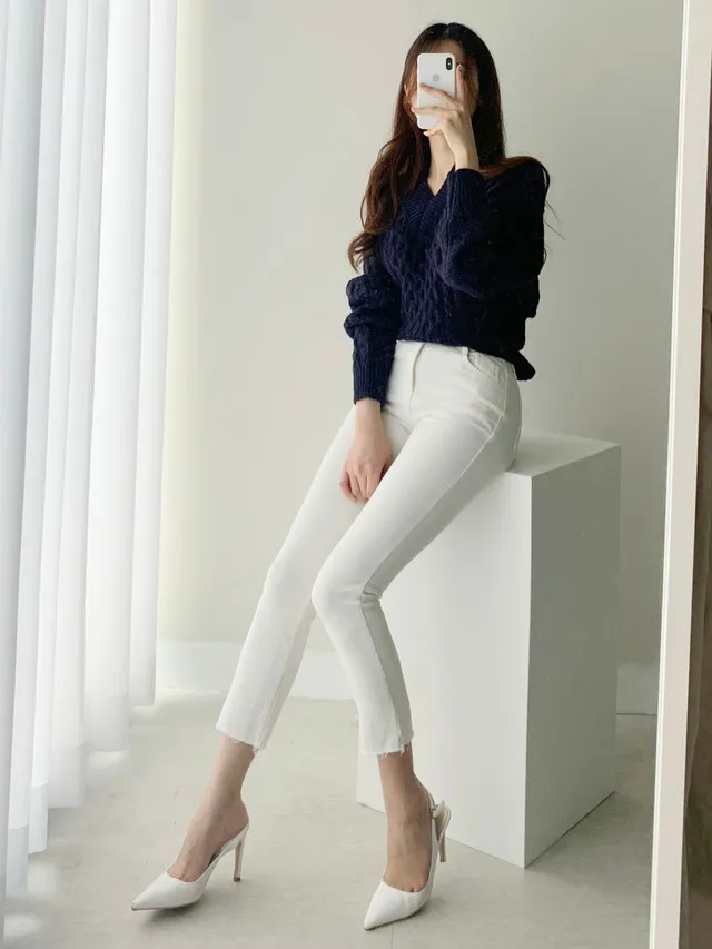 [빠른배송/1만장돌파] 스판굿 반하이 8부 일자 팬츠 면바지 화이트 블랙 베이지 상세 이미지 76