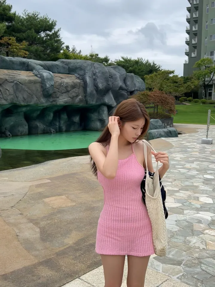 [러블리/컬러맛집] 캔디 트임 홀터넥 원피스 니트 모노키니 상세 이미지 30