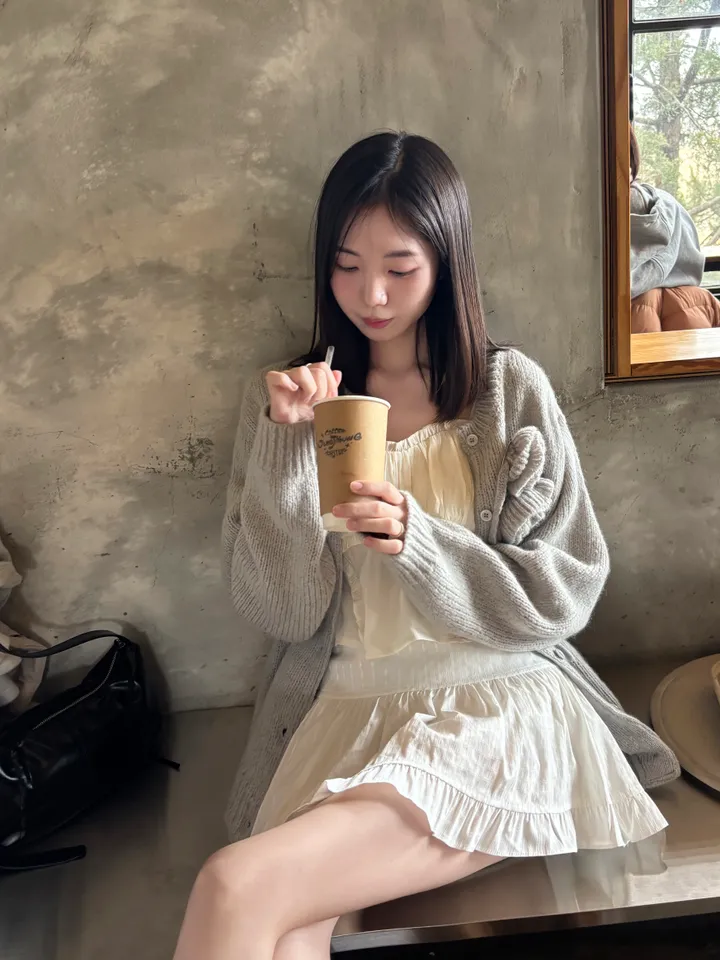 🌺제니 핀터레스트 무드 울50 꽃 코사지 루즈핏 가디건 상세 이미지 23