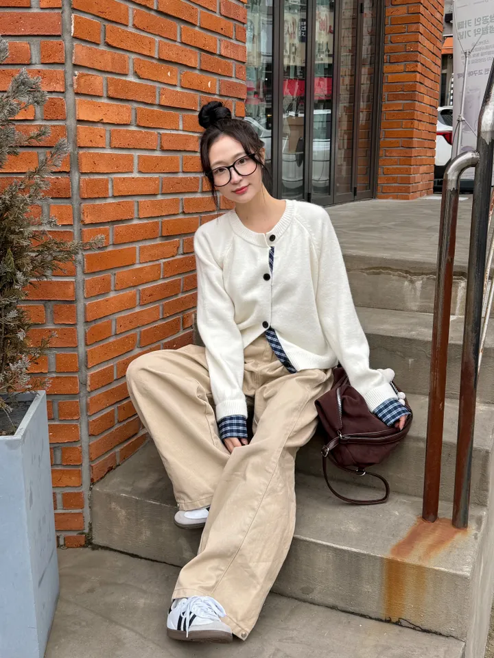 [5color/개강룩] 체크 배색 니트 가디건 상세 이미지 9