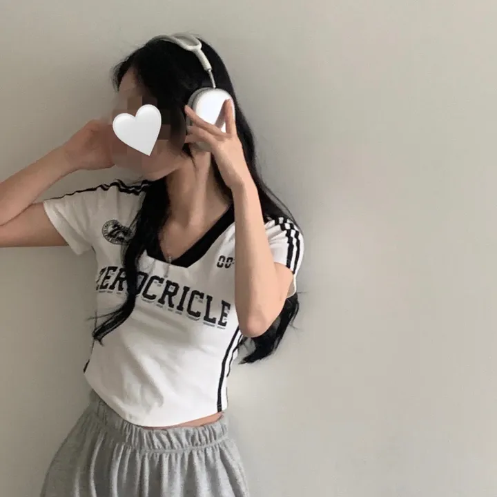[찐만족도100%🤍] 블록코어 져지 배색 레터링 스트릿 크롭 반팔티셔츠 - 6color 상세 이미지 24