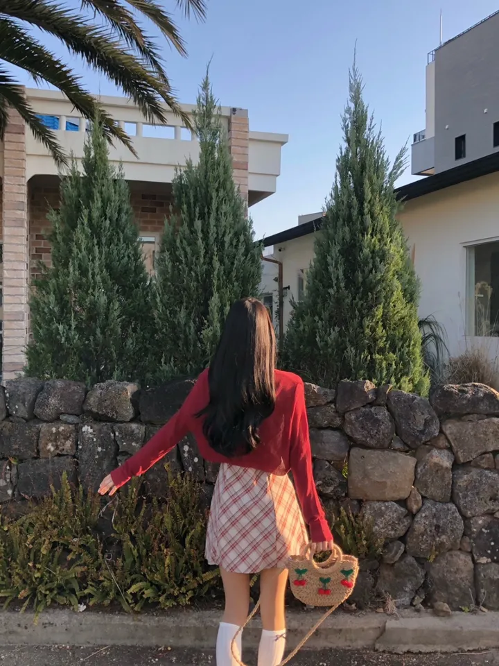 [세트가격❤️/예쁨보장!] 린넨 체크 셔링 리본 플레어 a라인 볼레로 크롭 가디건 원피스 투피스 세트;3color <여행룩/길이오절/핏존예!> 상세 이미지 16