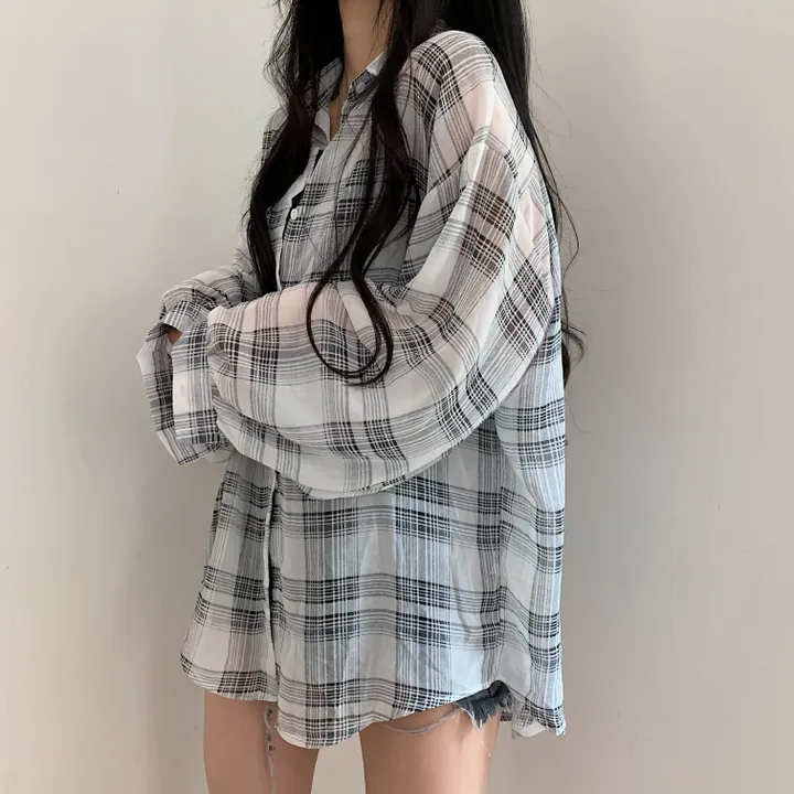 [장마철&휴가철] 은은한 시스루 루즈핏 체크남방,셔츠;2col 상세 이미지 26