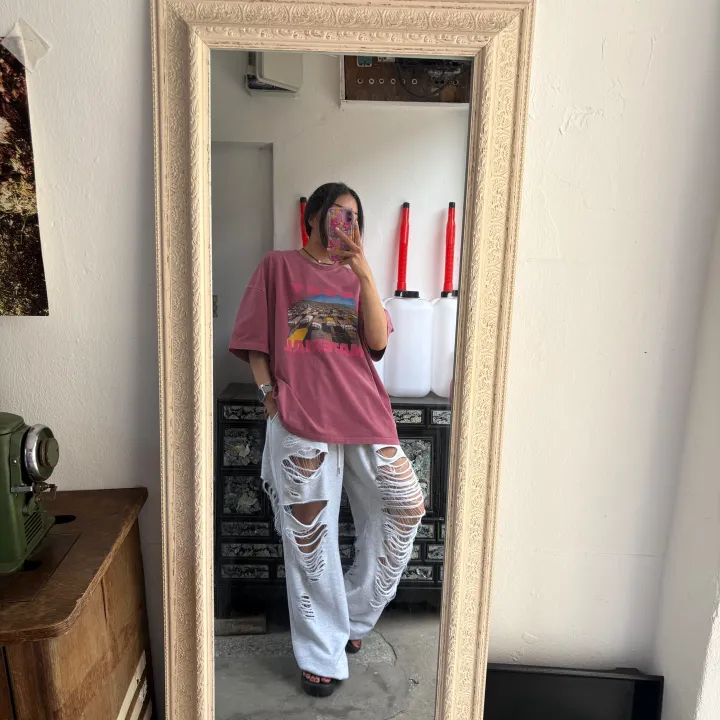 [허리~63까지 MD 추천🤩] 데미지 디트로이드 제니팬츠 / 유니크 스트릿 댄스복 페스티벌 체육대회 빅사이즈바지 세미 부츠컷 조거팬츠 봄바지 여름바지 댄스복 하비언니 와이드팬츠 상세 이미지 49