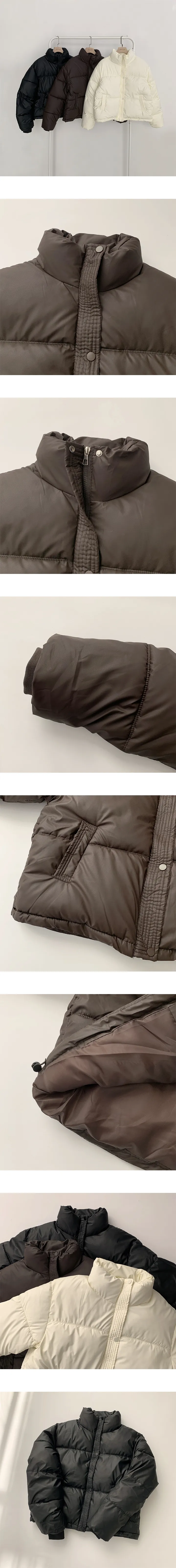 [최저가] [퀄리티 절대보장] [강추템✨] 빈티지한 무드 뿜, 매트 무광 하이넥 세미 크롭 웰론 겨울 패딩 가죽 숏 교복 아우터 다운 점퍼 2color 상세 이미지 9