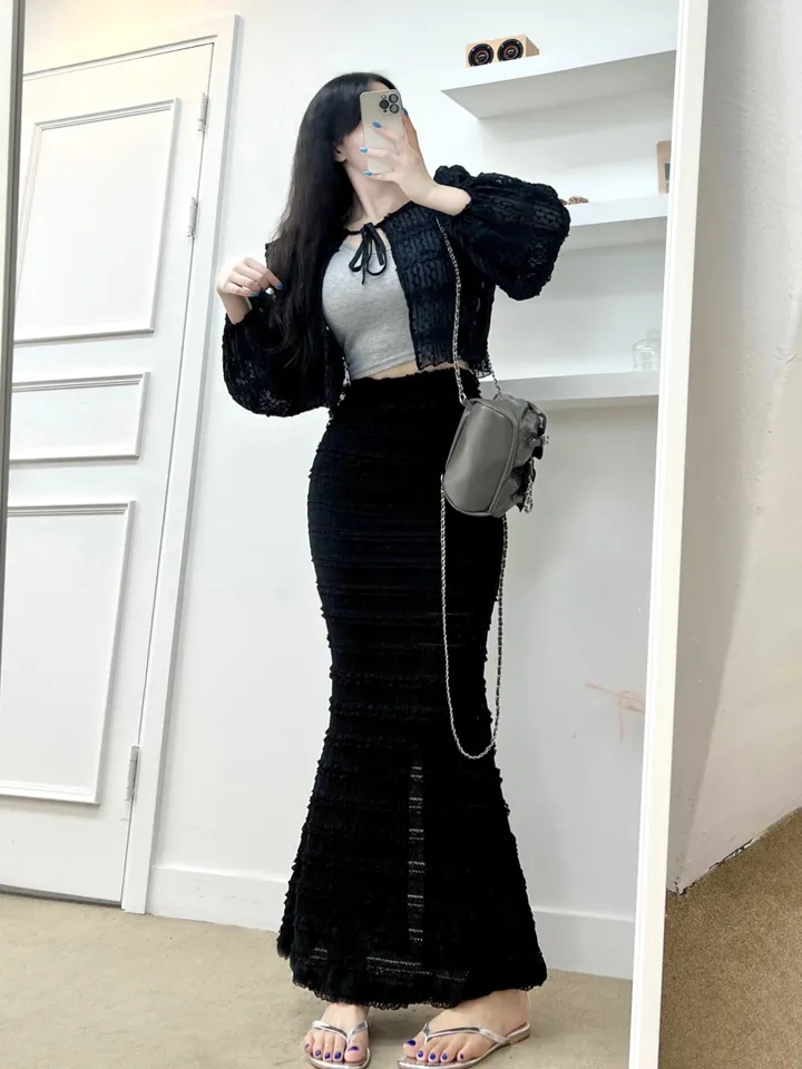 🩵공쥬핏+어깨패드O🩵쉬폰 퍼프 땡땡이 볼레로 가디건 (3COLOR) 시스루 프릴가디건 휴양지룩 여행룩 볼레로블라우스 상세 이미지 19