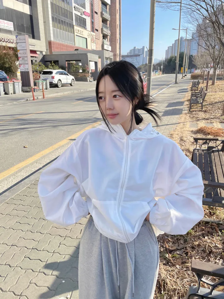 [new버전 크롭 박시핏] 허리 스트링 기본 데일리 간절기 바람막이 상세 이미지 9