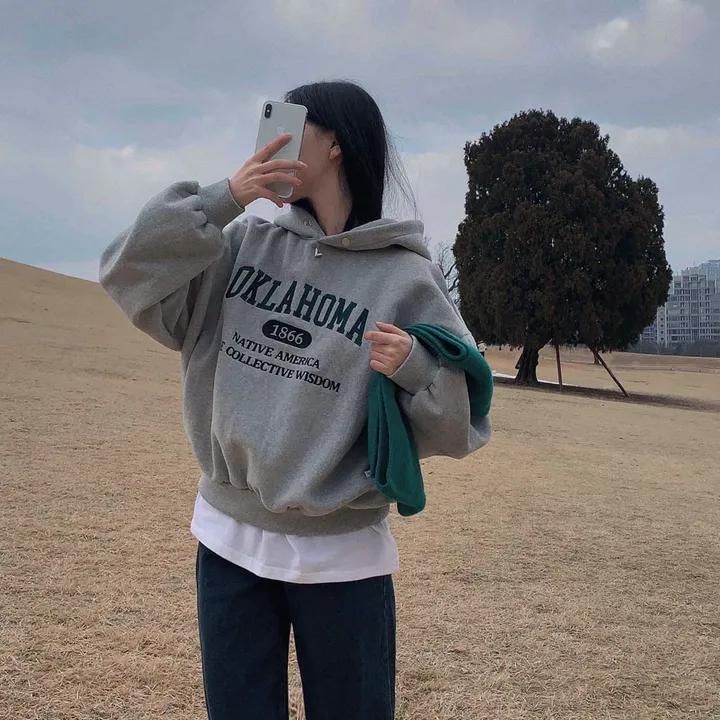 [대박핏보장✨/98%만족/진그레이 당일출고!] 자체제작 #크치Made 꿈에 나온 핏, 오클라호마 1866  양기모 맨투맨 긴팔 후드티 ; 5컬러 상세 이미지 31