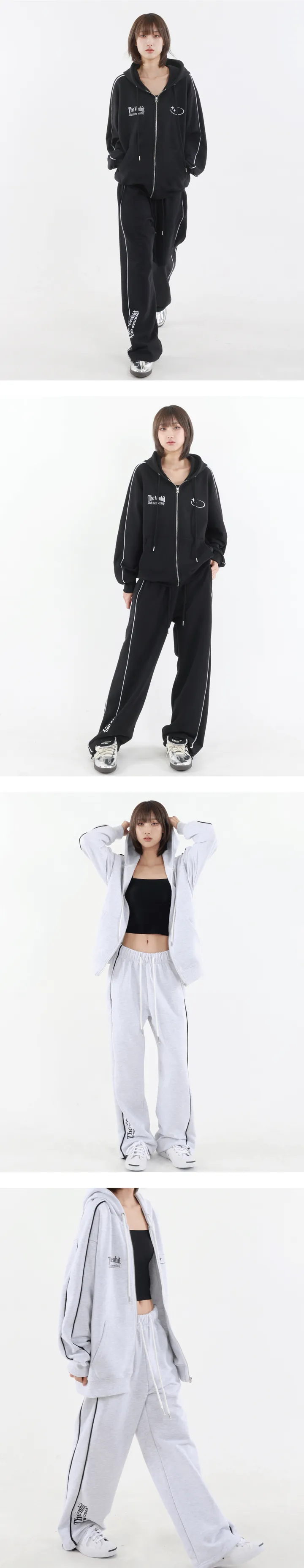 [벤힛x크로스드레슬리][SET]VC 로고 후드집업 파이핑 팬츠 셋업 상세 이미지 3