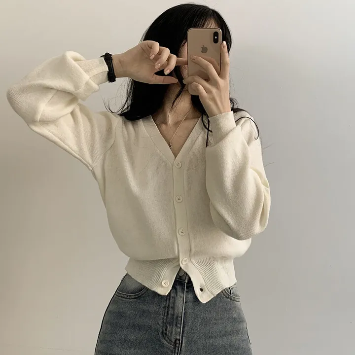 [팔뚝살커버!] 허리잘록~ 포근 브이넥 데일리 브이넥 아방핏 니트가디건 상세 이미지 6