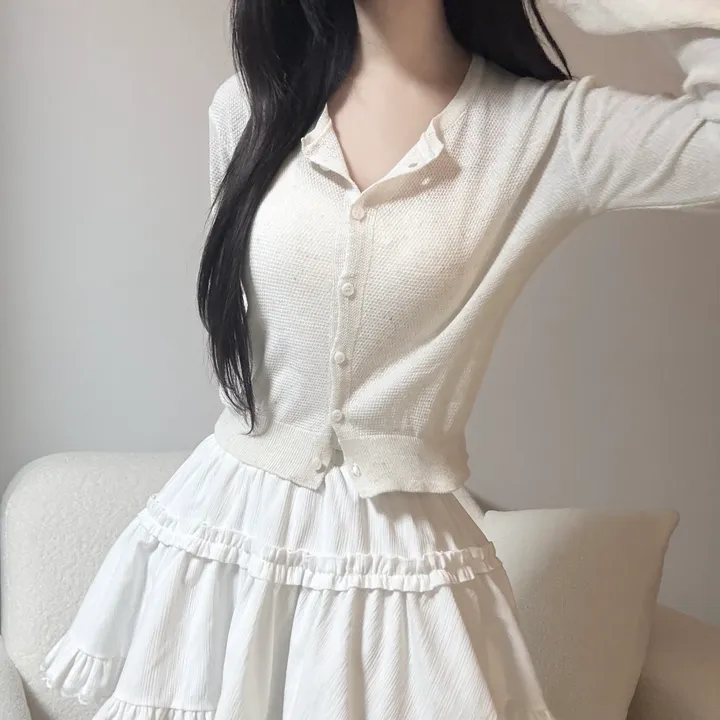 [여름까지/벚꽃룩] 린넨 간절기 크롭 기본 라운드 가디건 상세 이미지 23