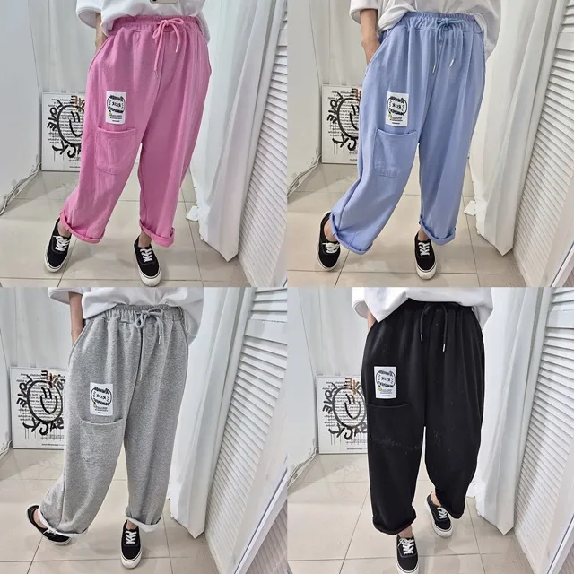 [4COLOR] 스마일 패치 밴딩 배기팬츠 상세 이미지 2