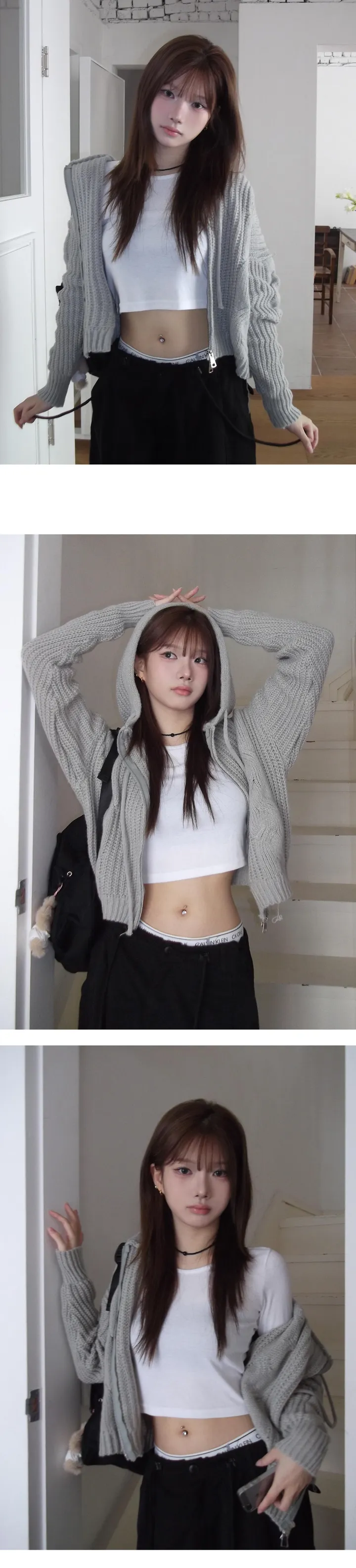 [모델극찬🖤] 꼭 소장 토미 꽈배기 투웨이 오버 니트후드집업 - 3color 상세 이미지 6