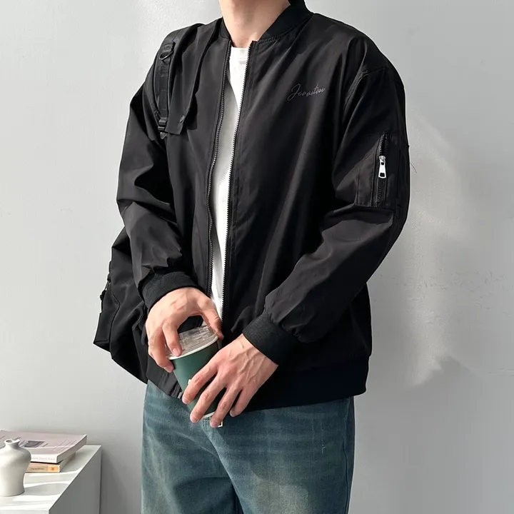 남녀공용 자수 백 레터링 봄 가을 간절기 아우터 오버핏 바람막이 루즈핏 자켓 점퍼 백레터링자수바람막이 상세 이미지 17