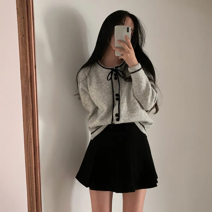 ✨최저가✨[데이트룩,하객룩] 프레젠트 리본 배색 니트 가디건 - cd 상세 이미지 23