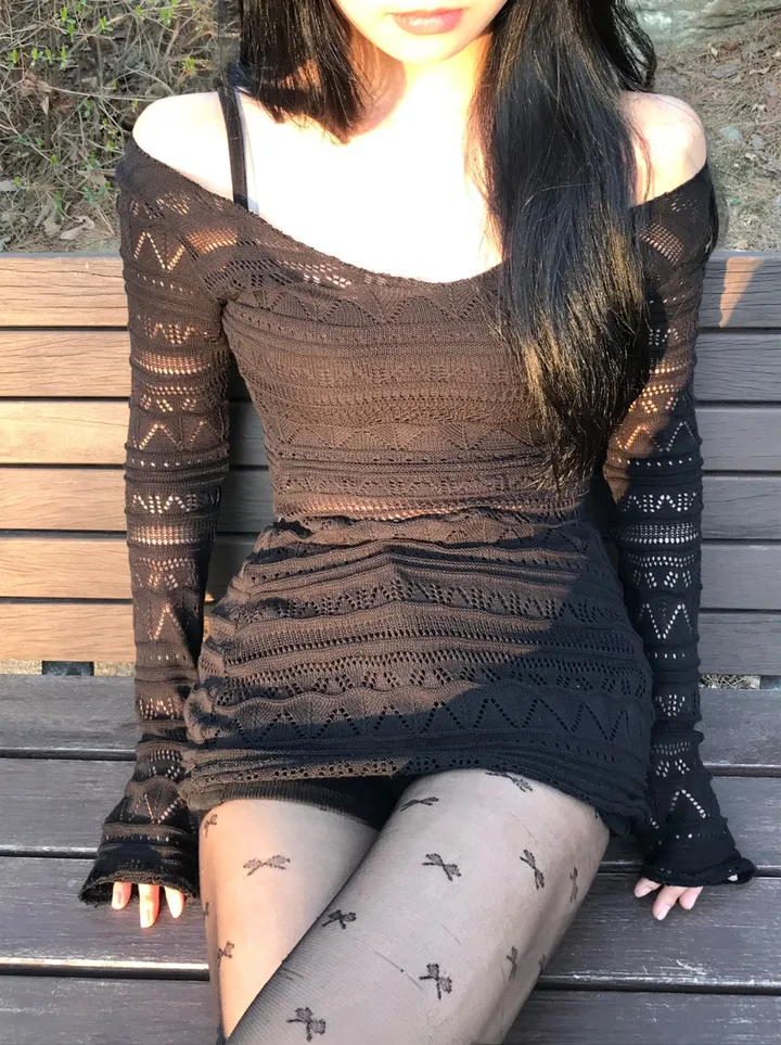 See-Through Knit Dress Top 상세 이미지 7