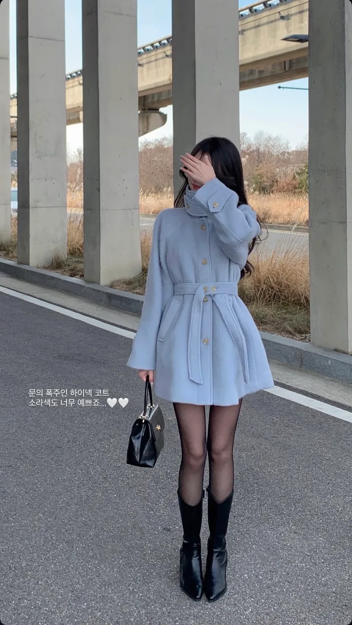[ 인스타폭주/ wool 60% ] 헤이즐 하이넥 하프 울 누빔 코트 상세 이미지 6