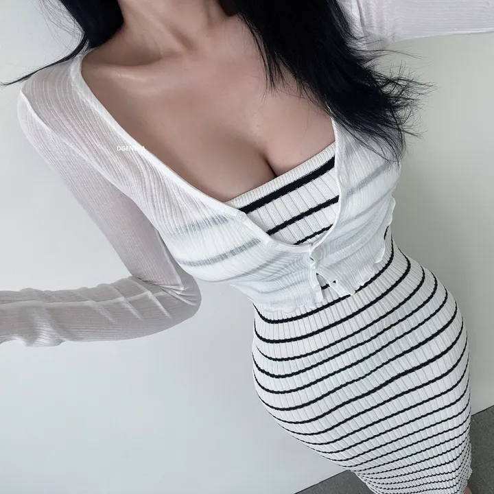당일/ 롤라 가디건 여름 시스루 크롭 숏 데일리 국내생산 스판 휘뚜루마뚜루 기본 베이직  4color 상세 이미지 8