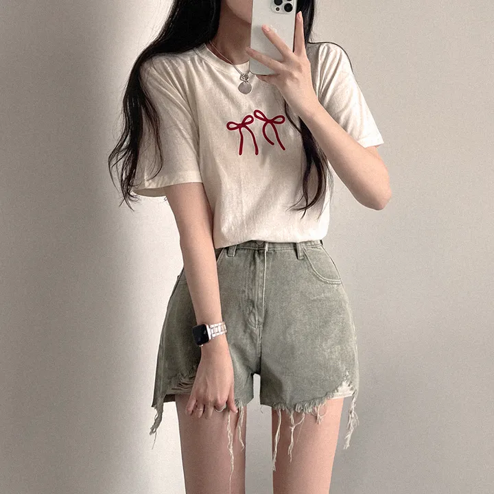 [데일리/꾸안꾸] 여름 필수템, 퓨어 워싱 데미지 데님 숏팬츠 상세 이미지 4