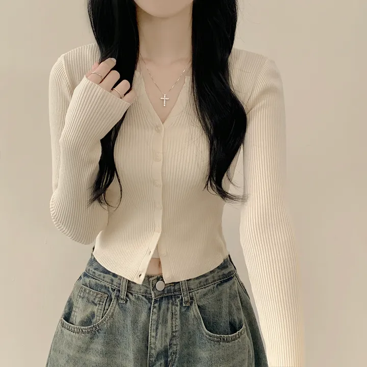 [고퀄!청순여리핏🤍] 러블리색감~ 파스텔 허리잘록 골지 슬림핏 봄여름 긴팔 크롭 니트가디건 소라 딸기우유 여름쿨톤 추천 벚꽃룩 상세 이미지 21