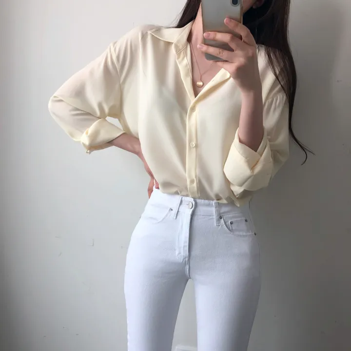(Made/색감굿-핏예쁜) 촤르르 쉬폰 찰랑 데일리 셔츠 상세 이미지 37