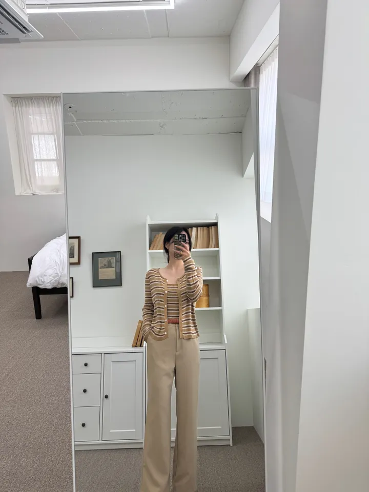 문의 폭주/봄신상 피코 부드러운 스프라이프 단가라 나시 가디건 세트 벚꽃 데이트룩 추천 (4color) 상세 이미지 20