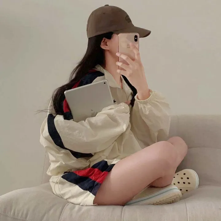 [✨2천장돌파✨]최애핏, 바스락 오버핏 바람막이 배색 집업 반바지 트레이닝 투피스 세트 상세 이미지 40