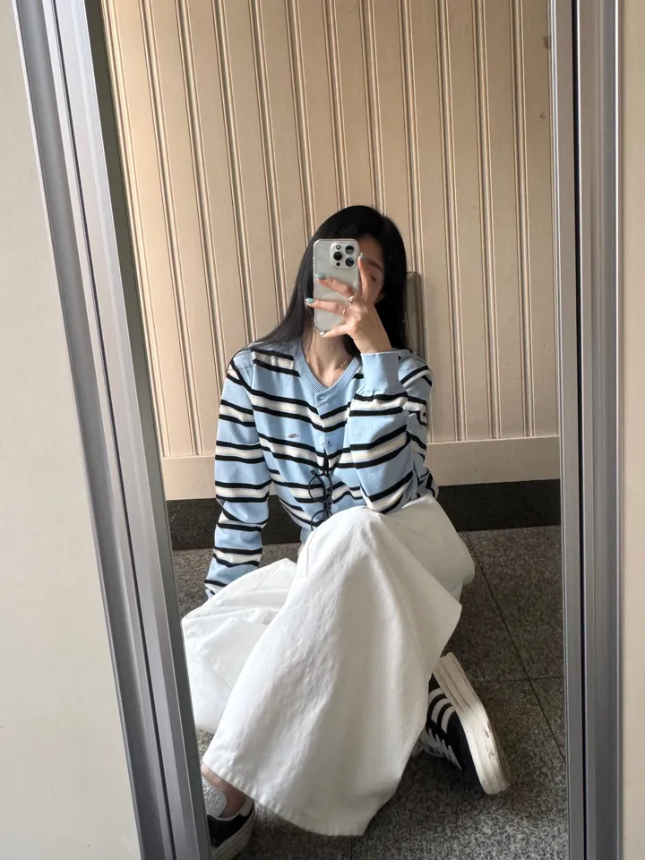 [당일❤/주문폭주] 로라 배색 단가라 펜던트 니트 가디건 3color 스트라이프가디건 단가라가디건 팬던트 상세 이미지 33