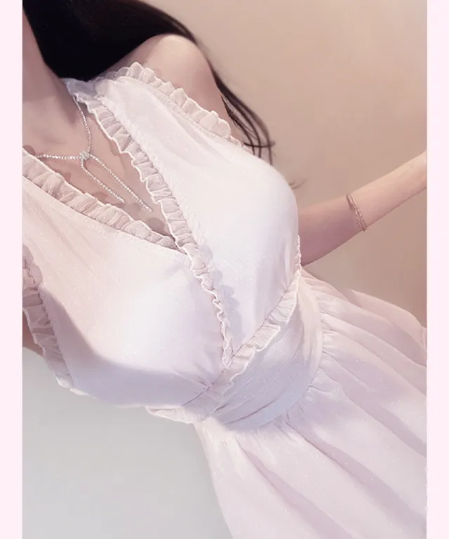 당일출고 [블링 모노키니/발레코어룩] 고퀄* 홀터넥 리본 홀터비키니 원피스 수영복 비치웨어 상세 이미지 2