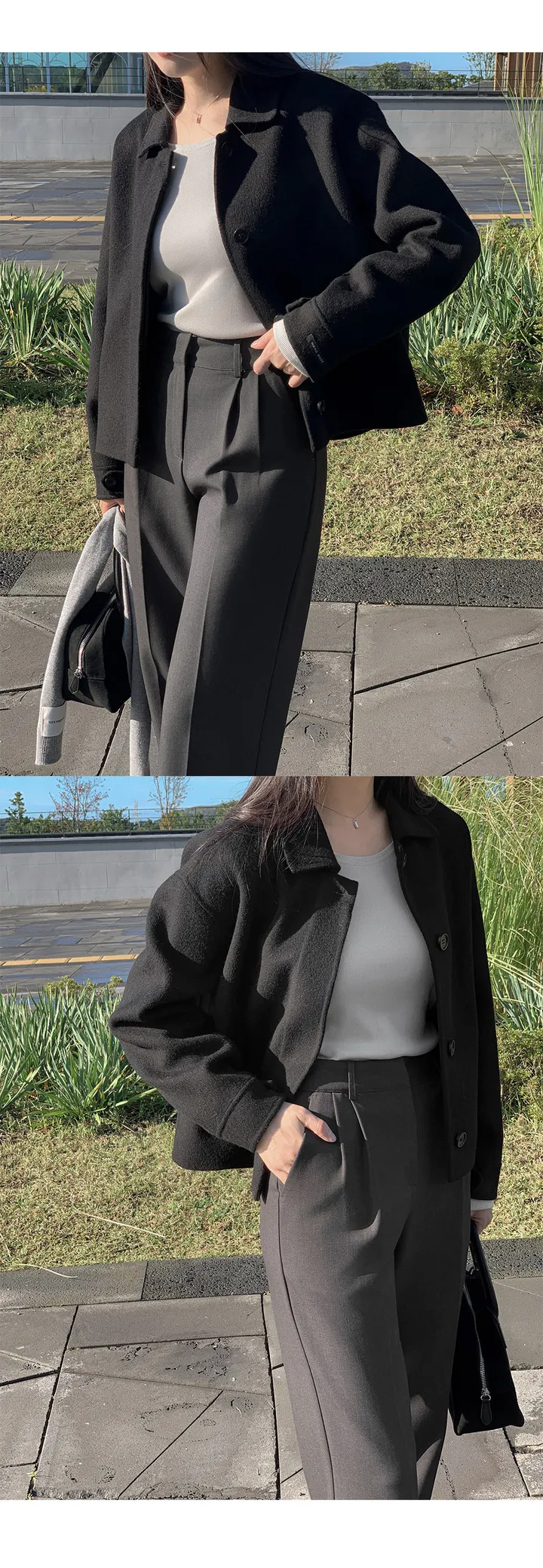 [자체제작/3천장돌파/S-L]프롬드 소프트 울 히든단작 핸드메이드 숏 코트 상세 이미지 140