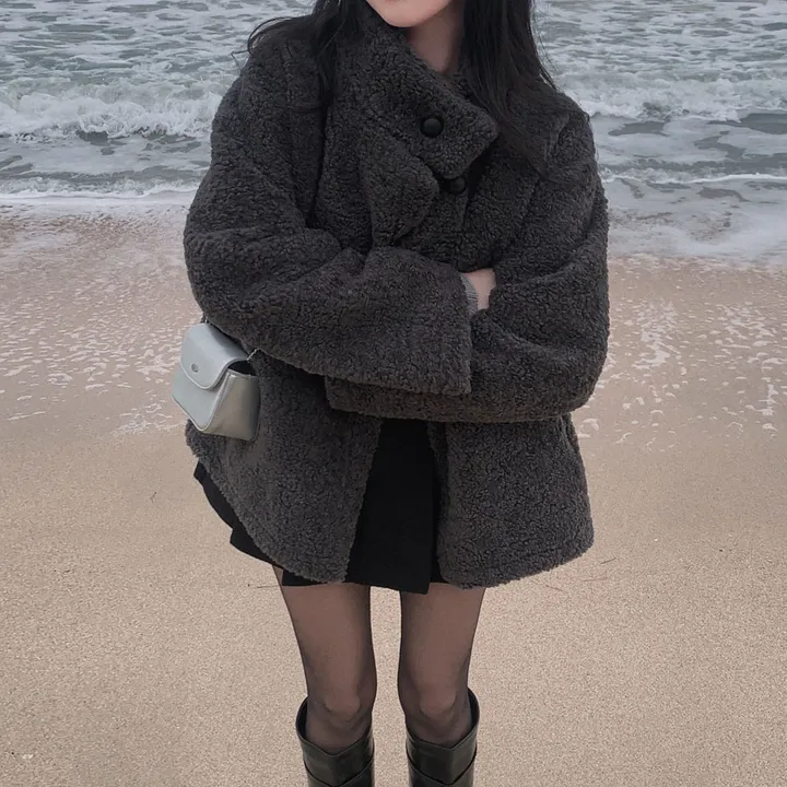 [왕아방핏🤎/주문폭주✨]후회없는 선택,푸들 양털 오버핏 하프 스웨이드 퍼자켓,코트 상세 이미지 80