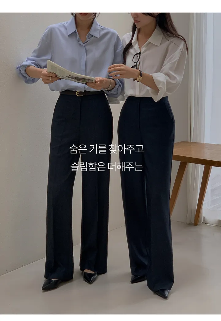 [2만장돌파/🏆2년연속1등팬츠🏆/증명된핏/극찬원단][자체제작] 차르르 극강하이 완벽비율 세미 와이드 데님라이크 슬랙스 [2Types숏/롱(+5cm)] 상세 이미지 6